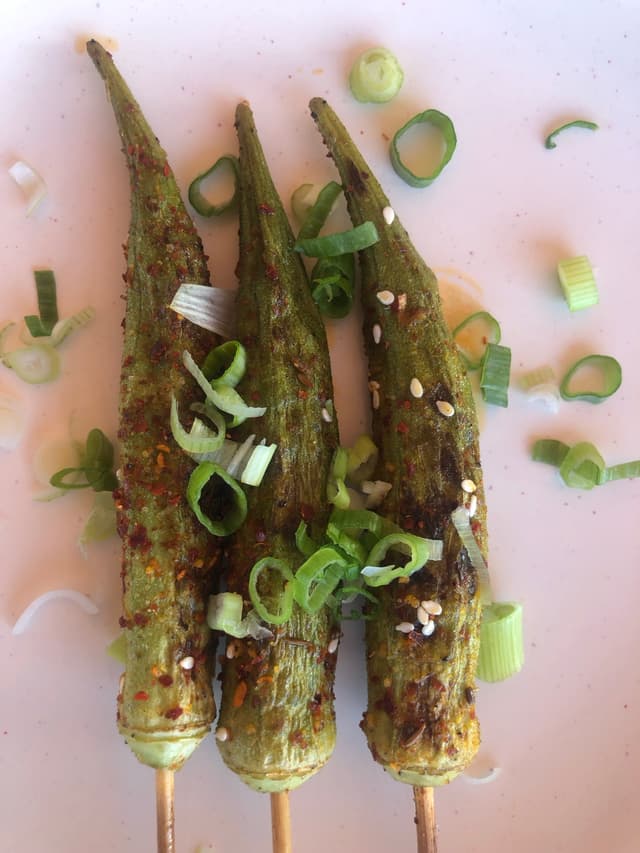 烤秋葵 (3串) Grilled Okra (3 Skewers)
